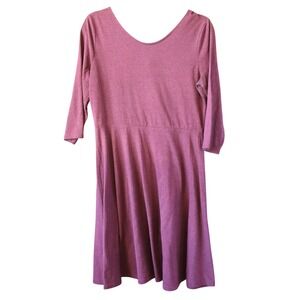 H&M Divided Burgundy Heathered 3/4 Sleeve Fit Flare Dress Plus Size L Grunge Y2K